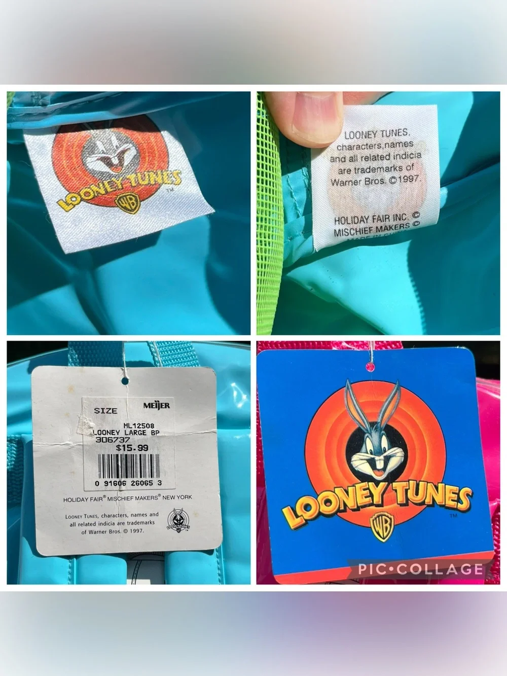 1997 Warner Bros NWT Looney Tunes Tweety Bird Beach Backpack Blue Back To School